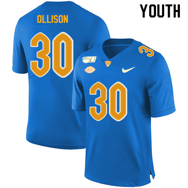 2019 Youth #30 Qadree Ollison Pitt Panthers College Football Jerseys Sale-Royal